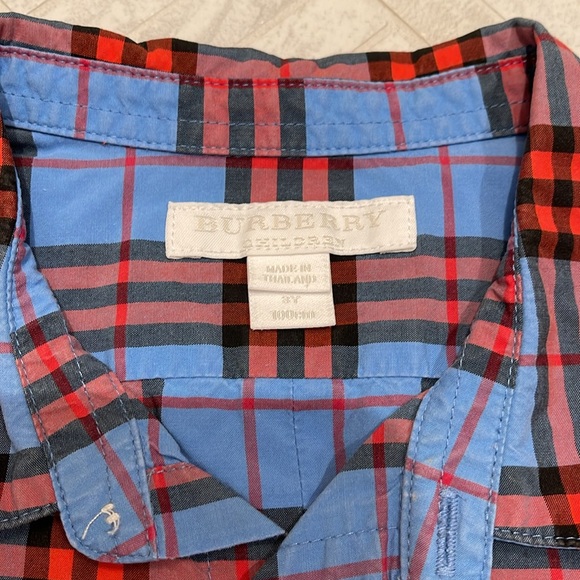 Burberry classic check plaid short sleeve polo shirt, size 3 - Picture 2 of 6